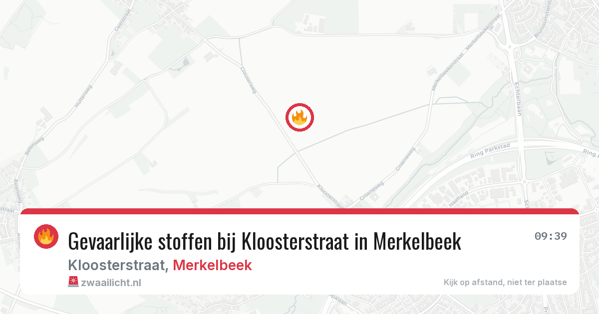 Gevaarlijke stoffen bij Kloosterstraat in Merkelbeek — 23 jul 2026
