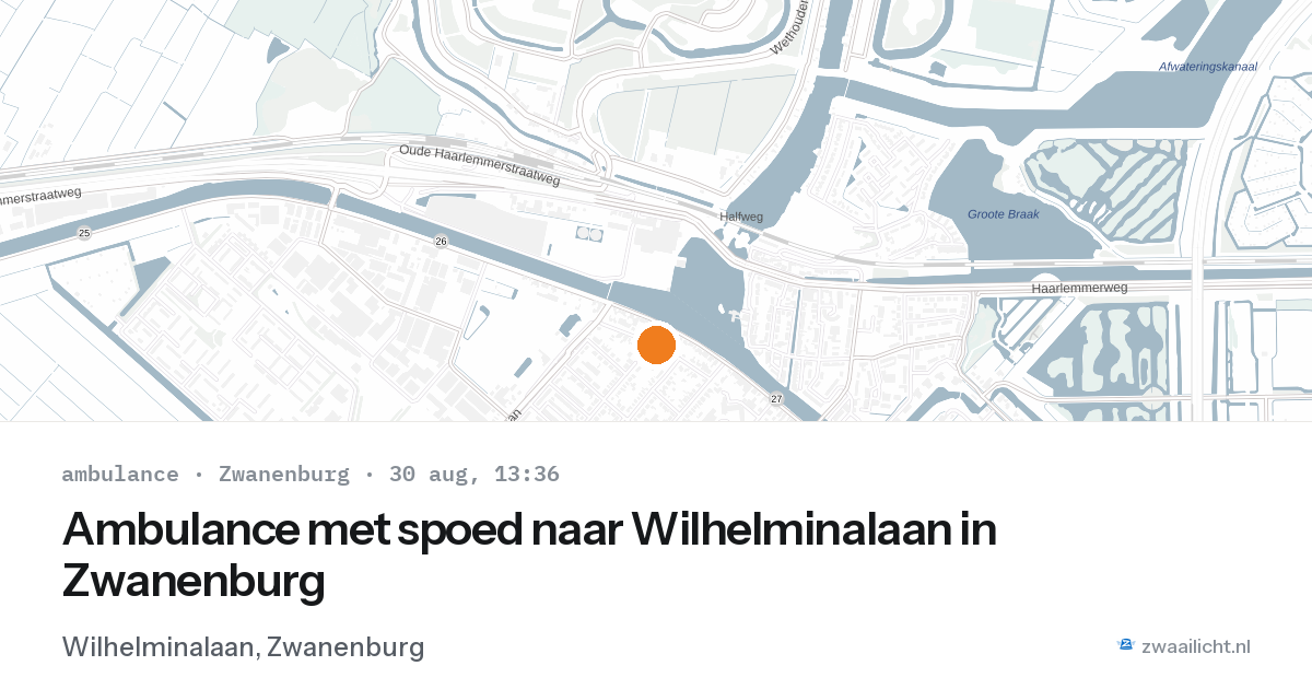 Ambulance met spoed naar Wilhelminalaan in Zwanenburg — 30 aug 2026