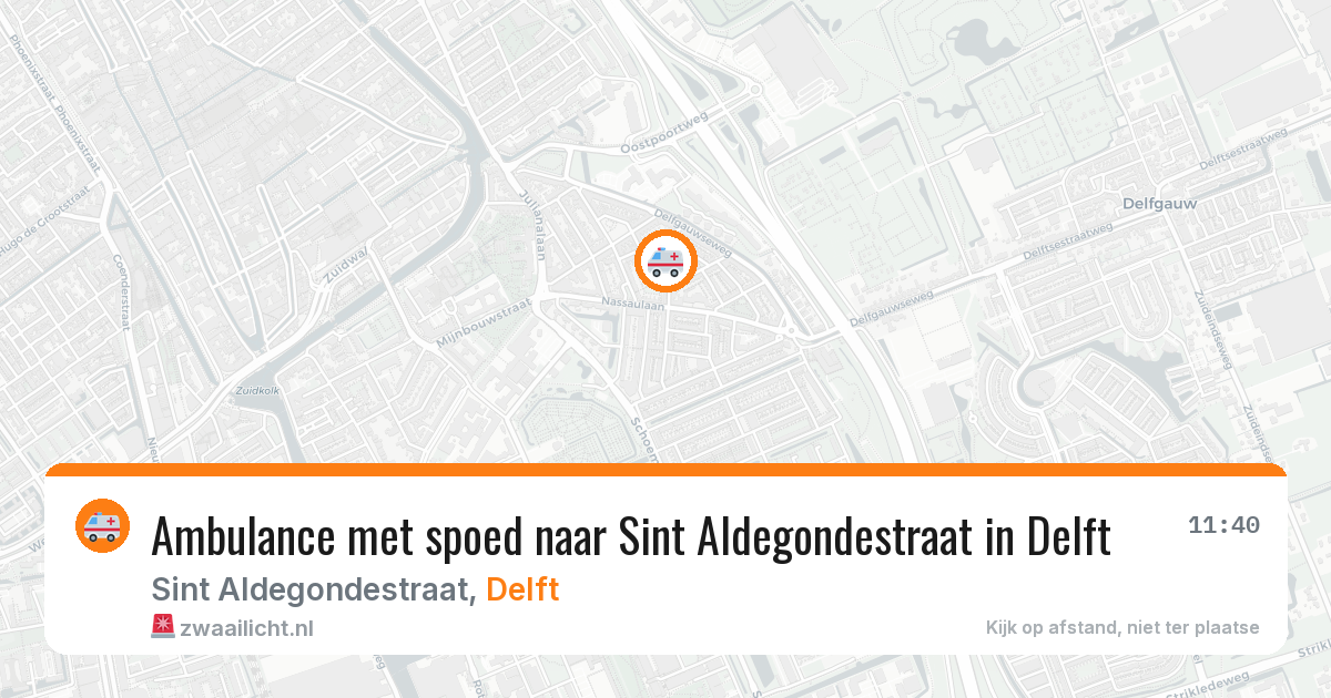 Ambulance met spoed naar Sint Aldegondestraat in Delft — 13 aug 2026