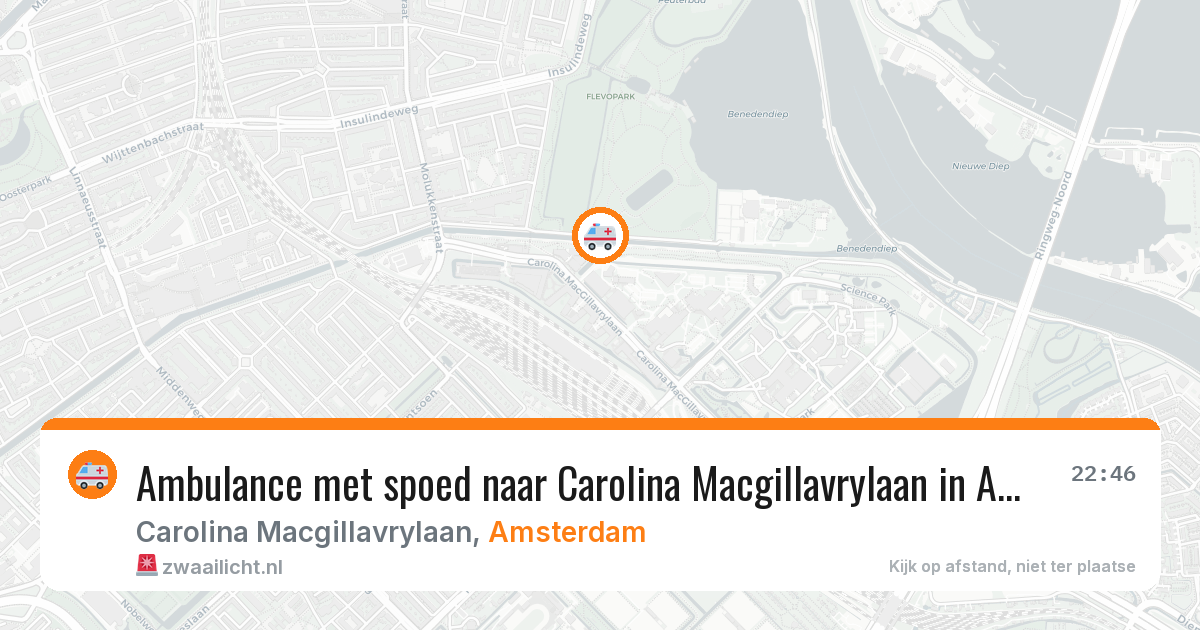 Ambulance met spoed naar Carolina Macgillavrylaan in Amsterdam — 13 aug 2026
