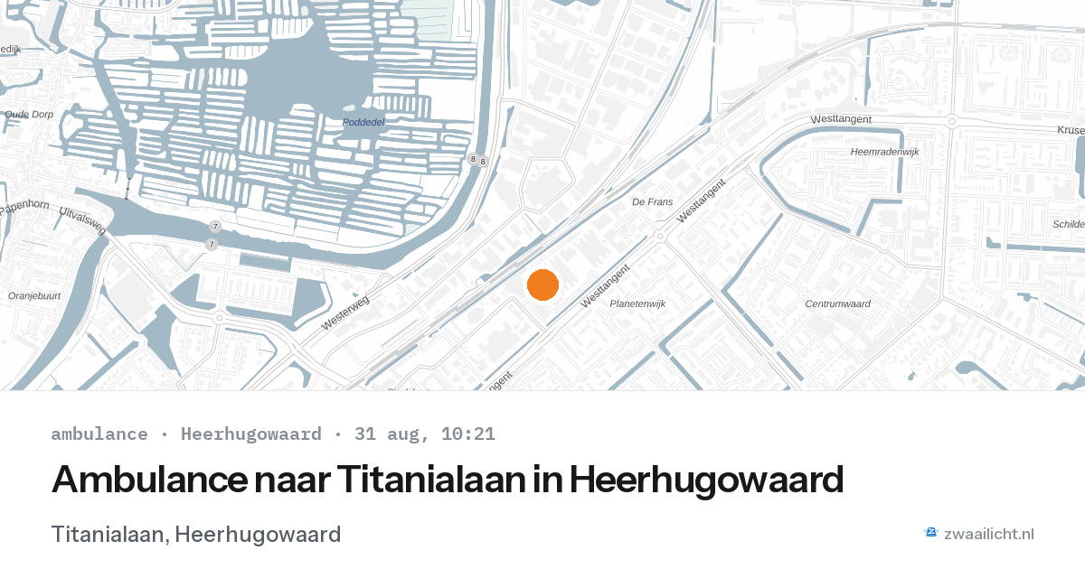 Ambulance naar Titanialaan in Heerhugowaard — 31 aug 2026