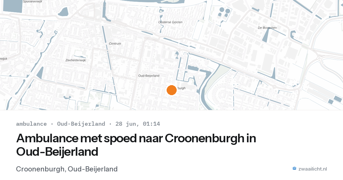 Ambulance met spoed naar Croonenburgh in Oud-Beijerland — 27 jun 2026
