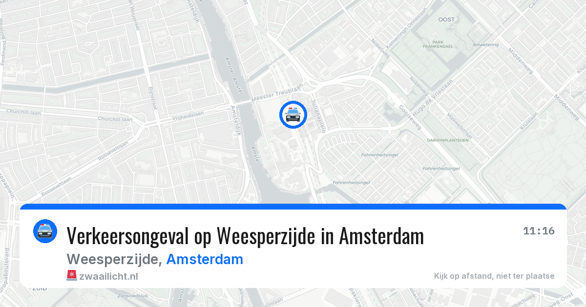 Verkeersongeval op Weesperzijde in Amsterdam — 14 aug 2026
