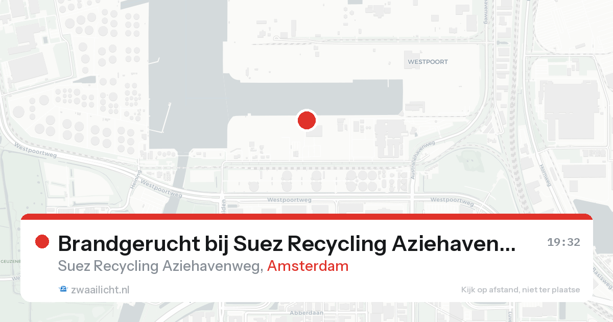 Brandgerucht bij Suez Recycling Aziehavenweg in Amsterdam — 15 aug 2026