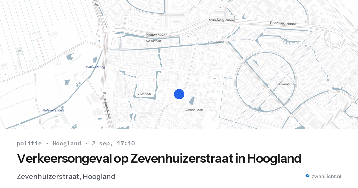 Verkeersongeval op Zevenhuizerstraat in Hoogland — 2 sep 2026