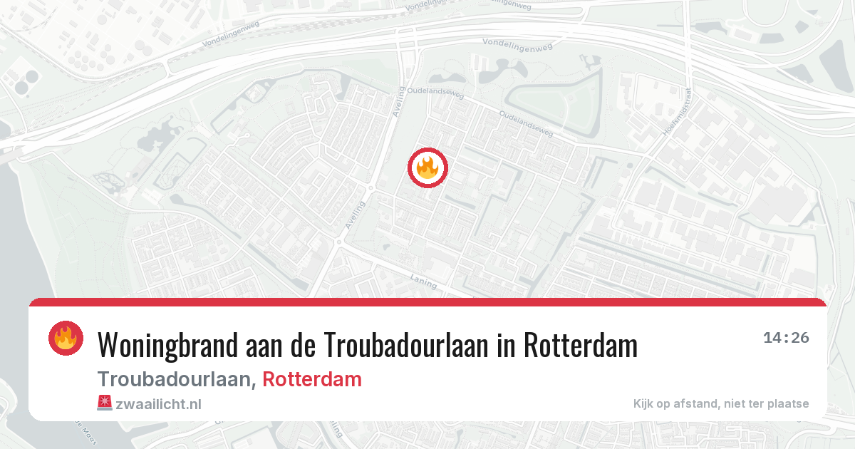 Woningbrand aan de Troubadourlaan in Rotterdam — 9 mei 2026