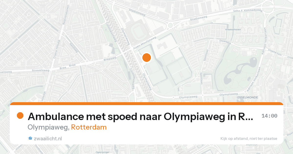 Ambulance met spoed naar Olympiaweg in Rotterdam — 16 aug 2026