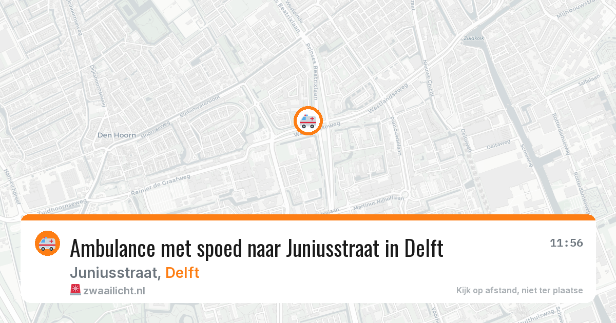 Ambulance met spoed naar Juniusstraat in Delft — 19 mrt 2026
