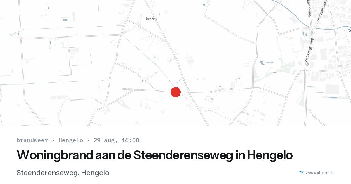 Woningbrand aan de Steenderenseweg in Hengelo — 29 aug 2026