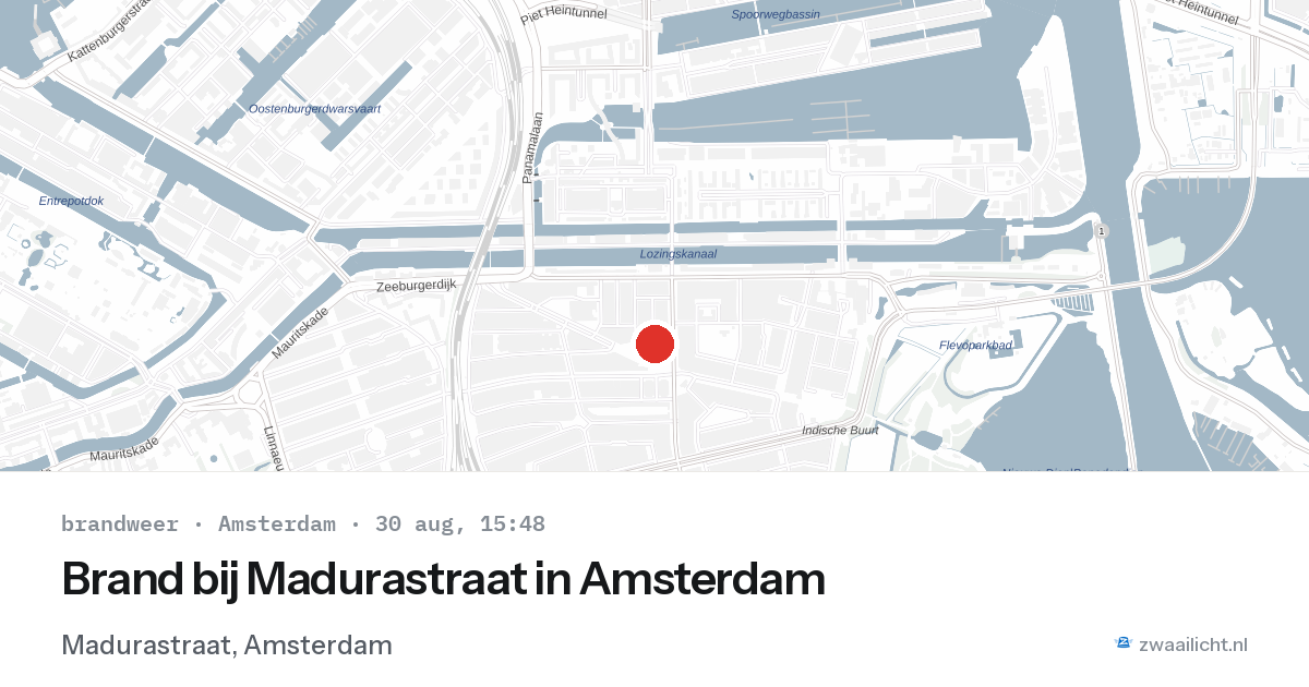 Brand bij Madurastraat in Amsterdam — 30 aug 2026
