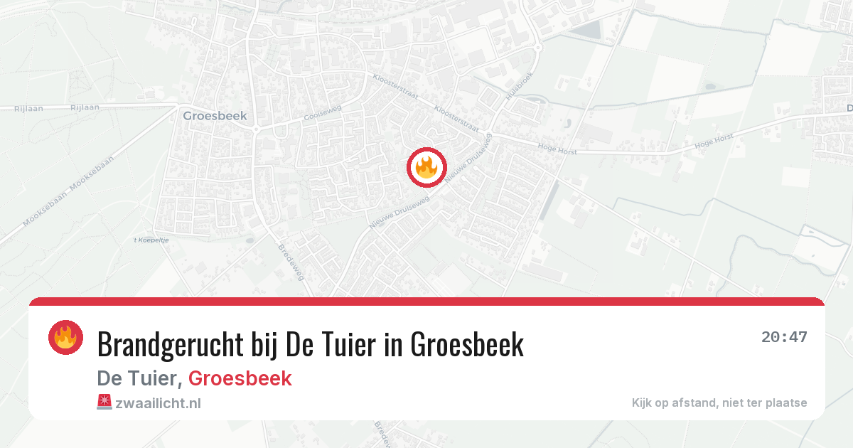 Brandgerucht bij De Tuier in Groesbeek — 23 apr 2026