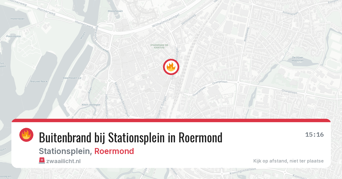 Buitenbrand bij Stationsplein in Roermond — 26 mei 2026