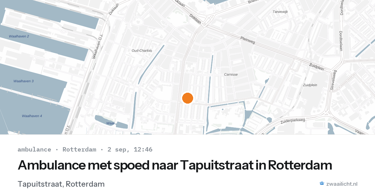 Ambulance met spoed naar Tapuitstraat in Rotterdam — 2 sep 2026