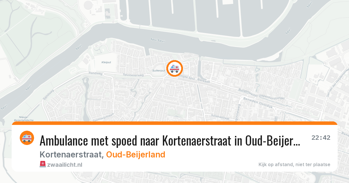 Ambulance met spoed naar Kortenaerstraat in Oud-Beijerland — 21 jun 2026