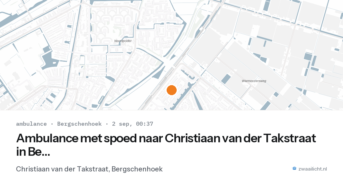 Ambulance met spoed naar Christiaan van der Takstraat in Bergschenhoek — 1 sep 2026