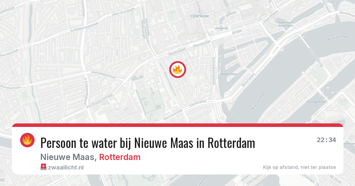 Persoon te water bij Nieuwe Maas in Rotterdam — 25 jun 2026