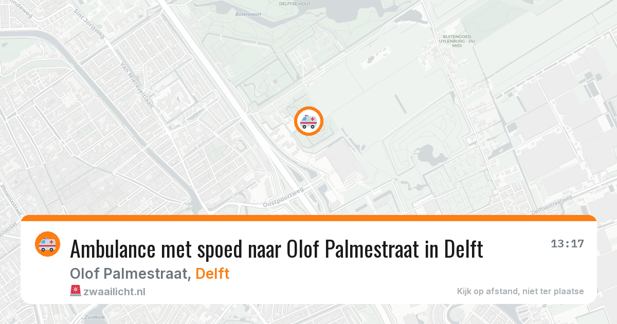 Ambulance met spoed naar Olof Palmestraat in Delft — 13 aug 2026
