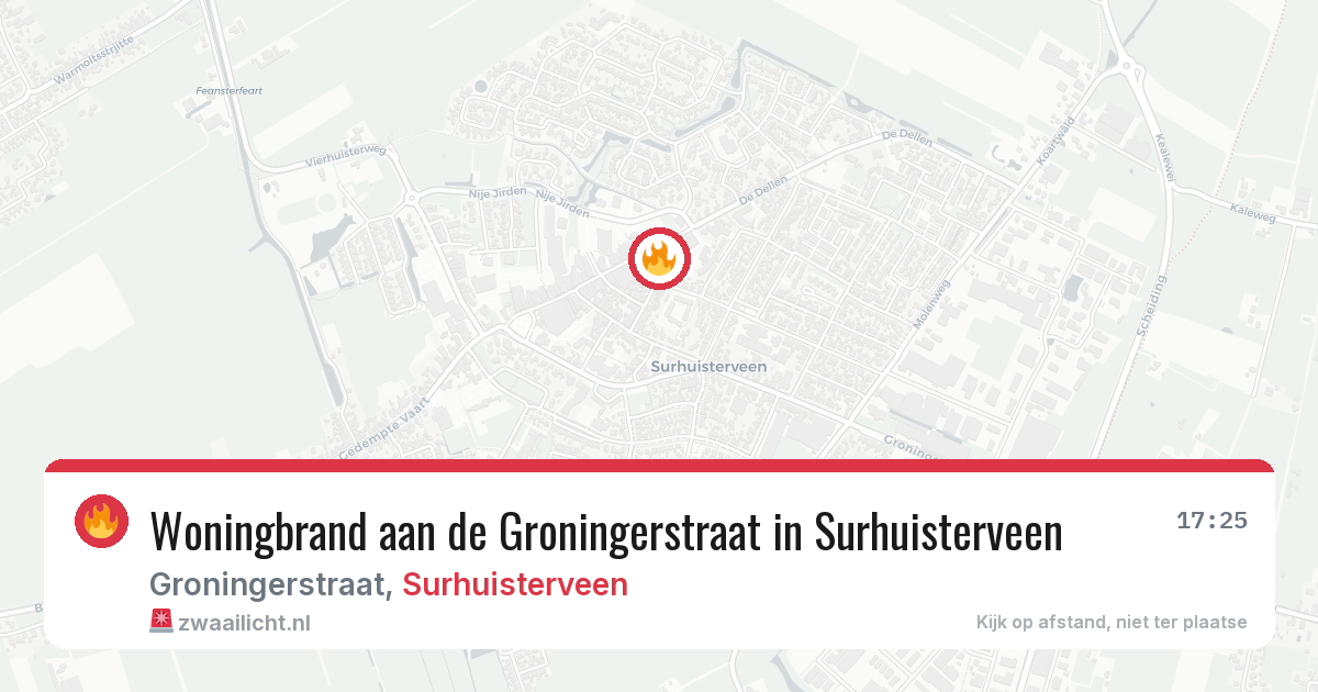 Woningbrand aan de Groningerstraat in Surhuisterveen — 5 jul 2026