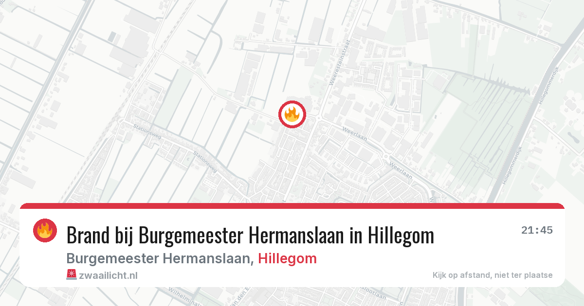 Brand bij Burgemeester Hermanslaan in Hillegom — 29 jun 2026