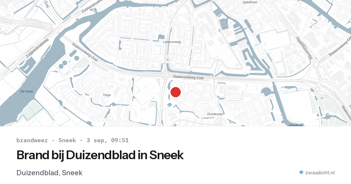 Brand bij Duizendblad in Sneek — 3 sep 2026