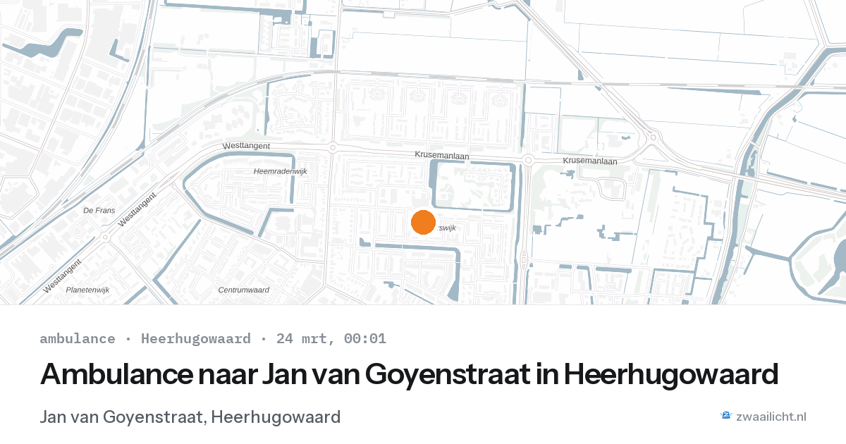 Ambulance naar Jan van Goyenstraat in Heerhugowaard — 23 mrt 2026