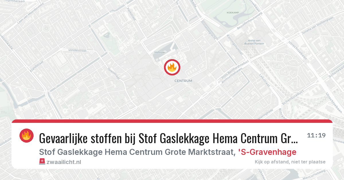 Gevaarlijke stoffen bij Stof Gaslekkage Hema Centrum Grote Marktstraat in 'S-Gravenhage — 12 feb 2026