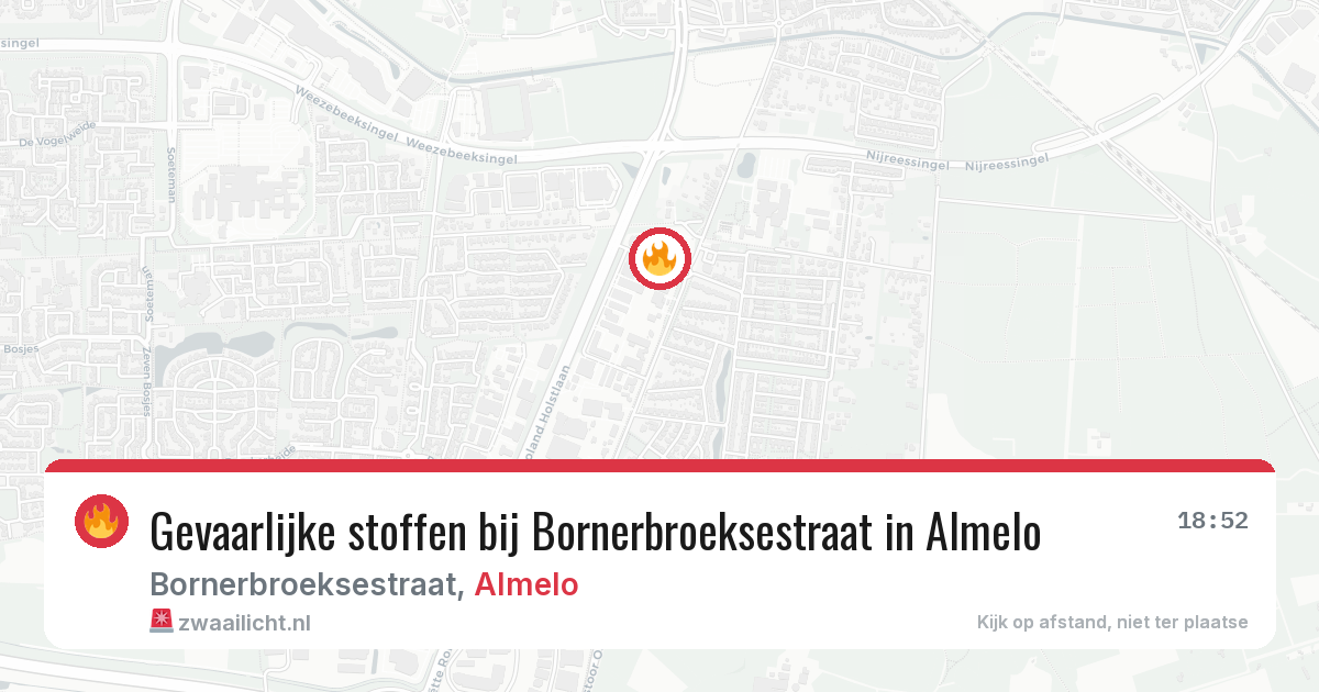 Gevaarlijke stoffen bij Bornerbroeksestraat in Almelo — 16 jun 2026