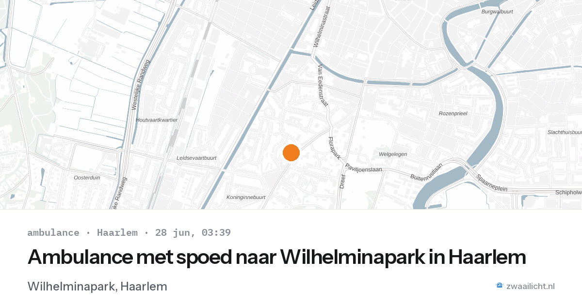 Ambulance met spoed naar Wilhelminapark in Haarlem — 28 jun 2026