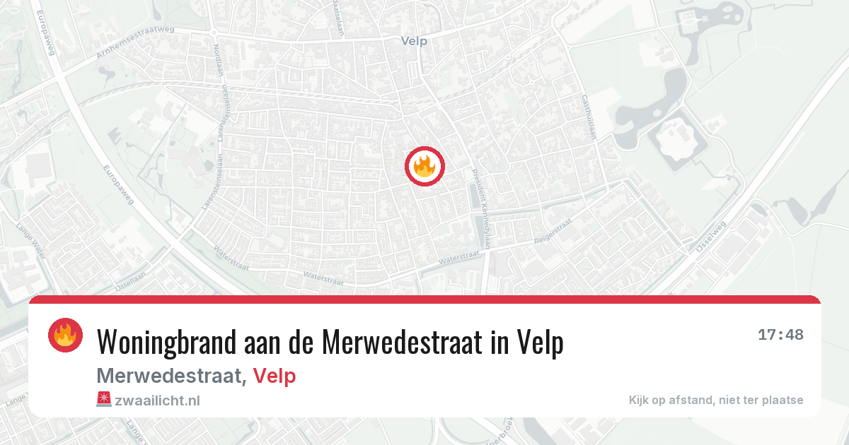 Woningbrand aan de Merwedestraat in Velp — 17 jun 2026