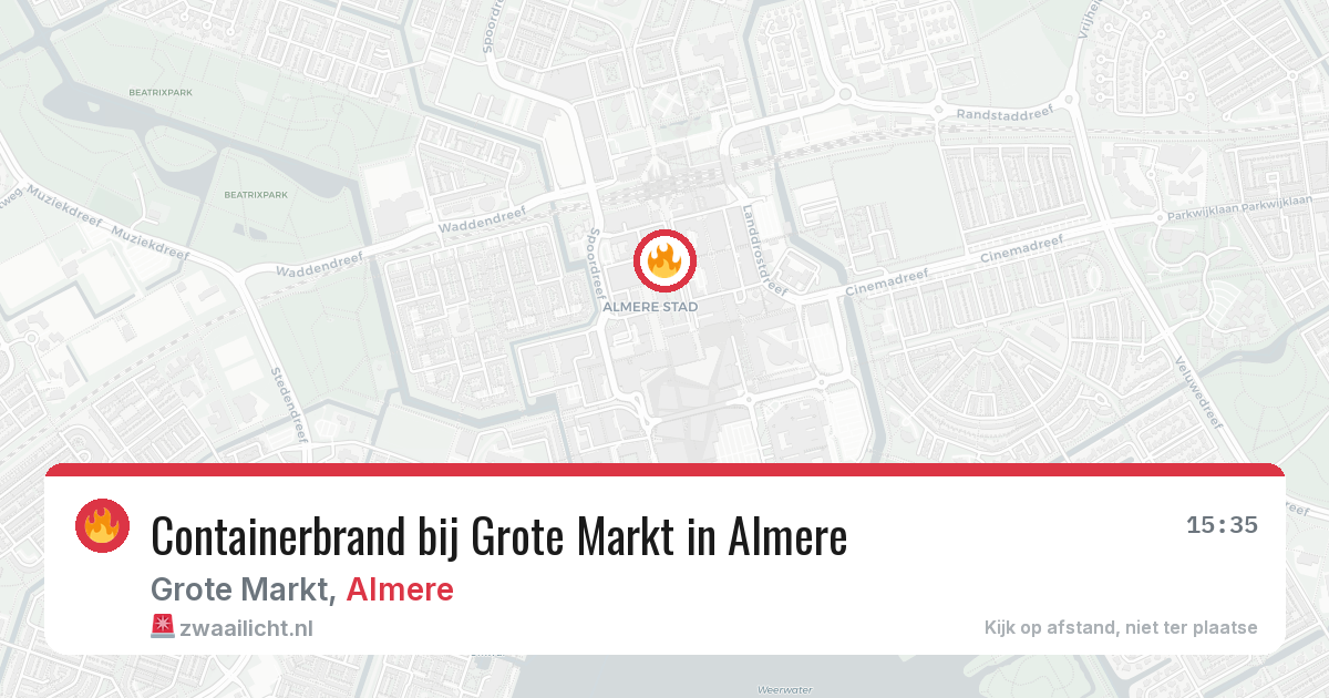Containerbrand bij Grote Markt in Almere — 27 jul 2026