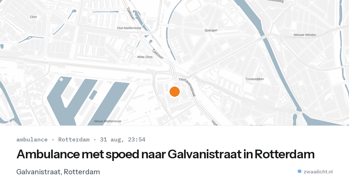 Ambulance met spoed naar Galvanistraat in Rotterdam — 31 aug 2026