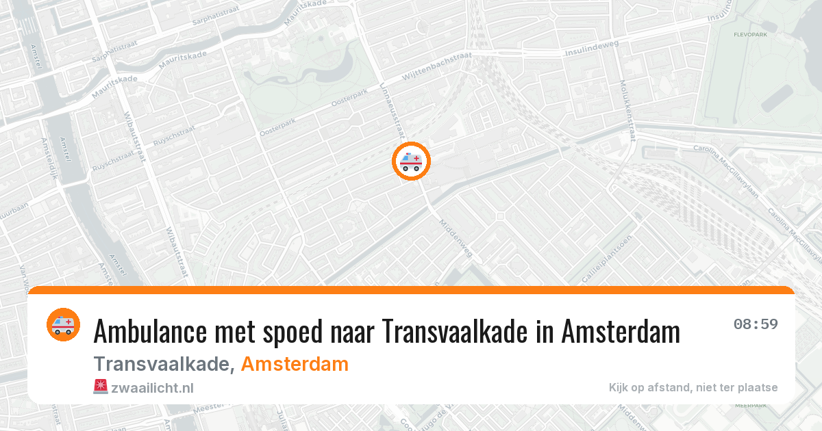 Ambulance met spoed naar Transvaalkade in Amsterdam — 1 aug 2026