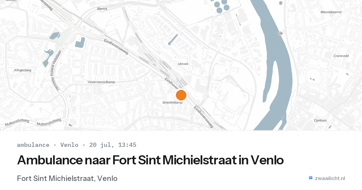 Ambulance naar Fort Sint Michielstraat in Venlo — 20 jul 2026