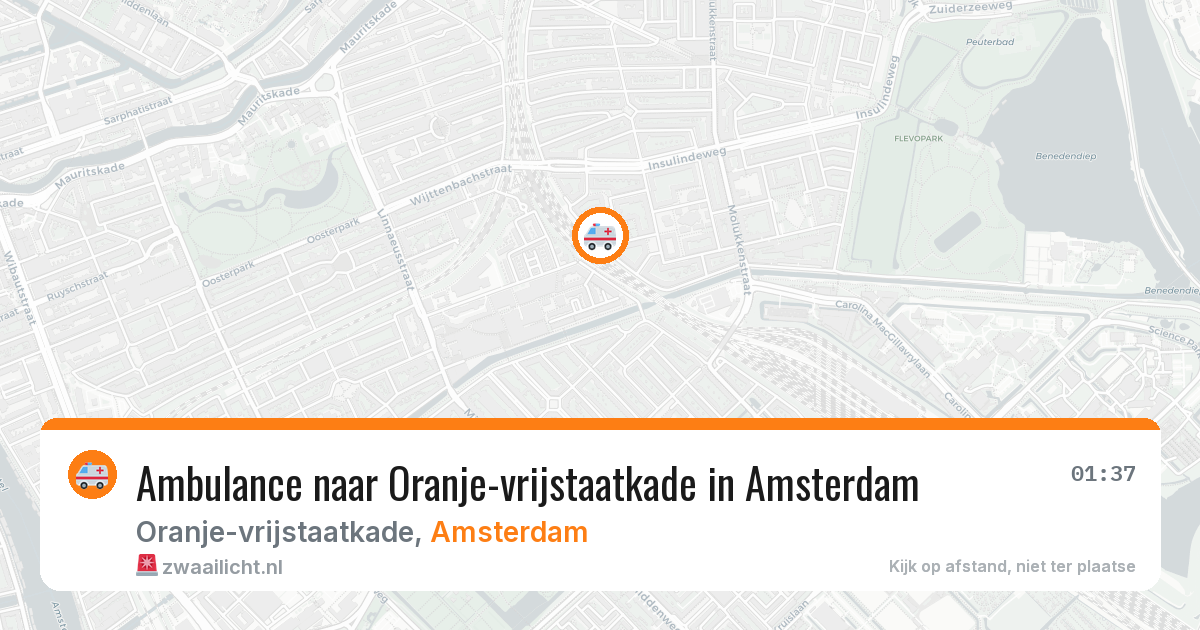 Ambulance naar Oranje-vrijstaatkade in Amsterdam — 9 aug 2026