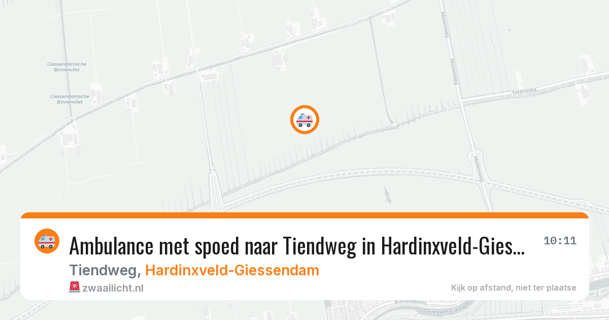 Ambulance met spoed naar Tiendweg in Hardinxveld-Giessendam — 4 aug 2026