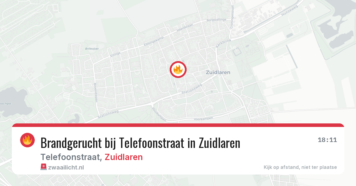 Brandgerucht bij Telefoonstraat in Zuidlaren — 18 jun 2026
