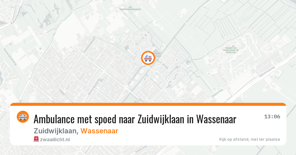 Ambulance met spoed naar Zuidwijklaan in Wassenaar — 4 aug 2026