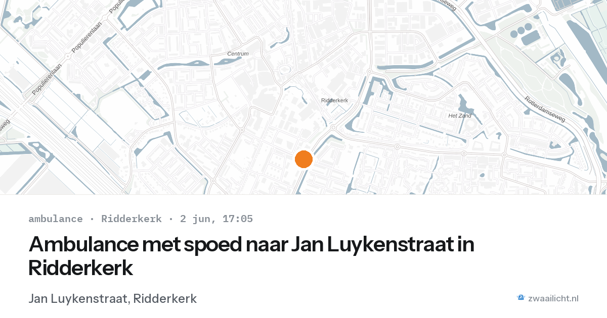 Ambulance met spoed naar Jan Luykenstraat in Ridderkerk — 2 jun 2026