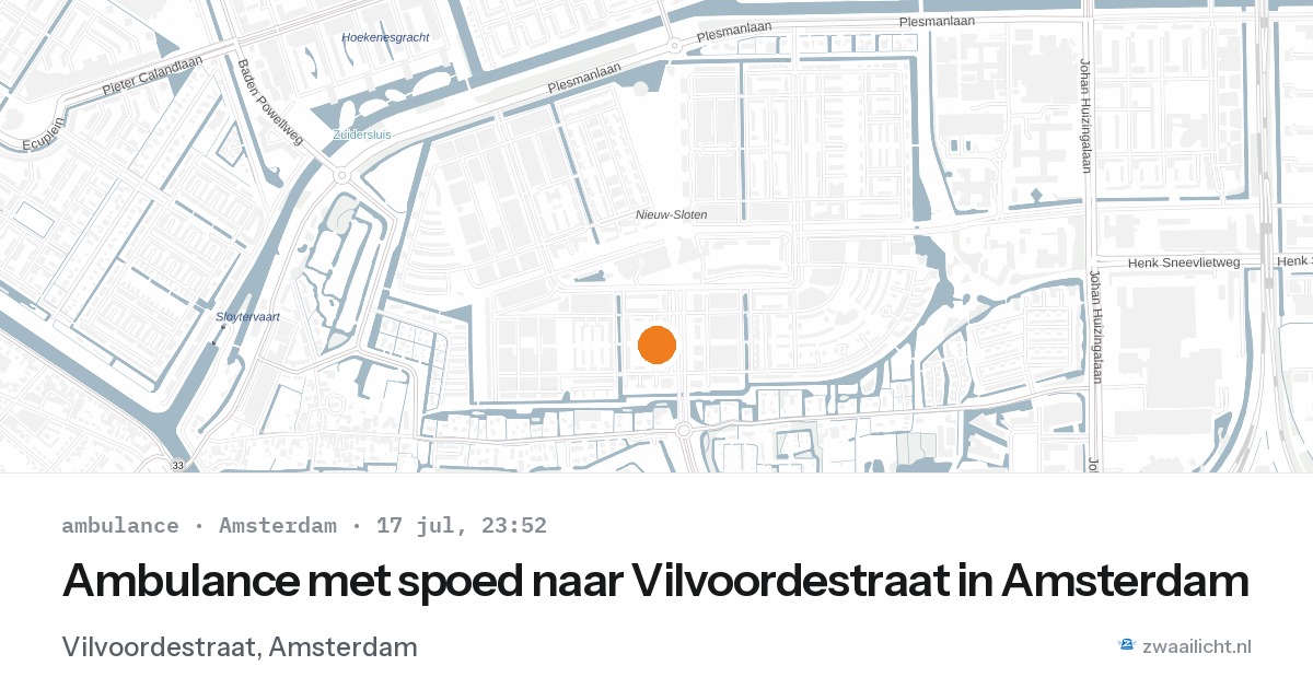 Ambulance met spoed naar Vilvoordestraat in Amsterdam — 17 jul 2026