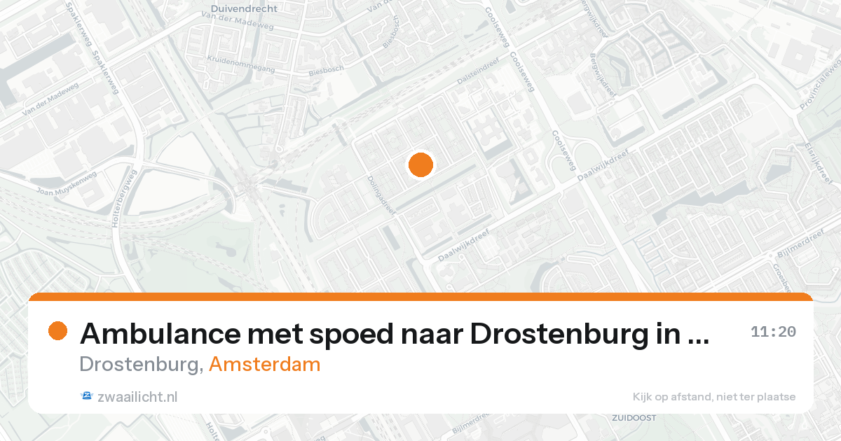 Ambulance met spoed naar Drostenburg in Amsterdam — 24 aug 2026