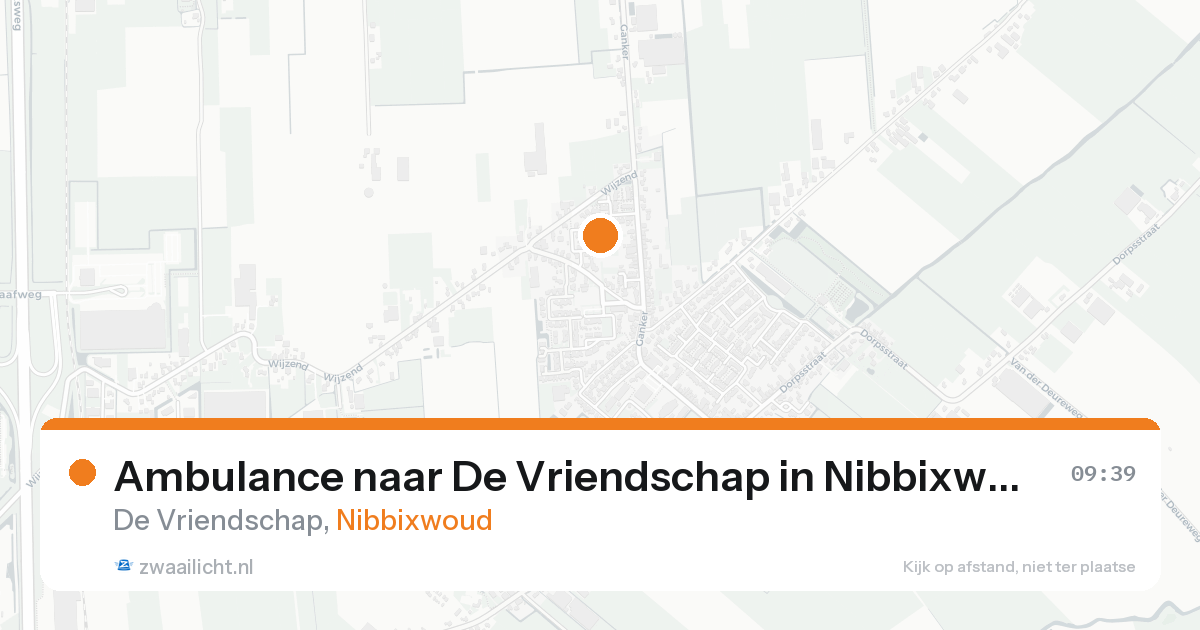 Ambulance naar De Vriendschap in Nibbixwoud — 15 aug 2026