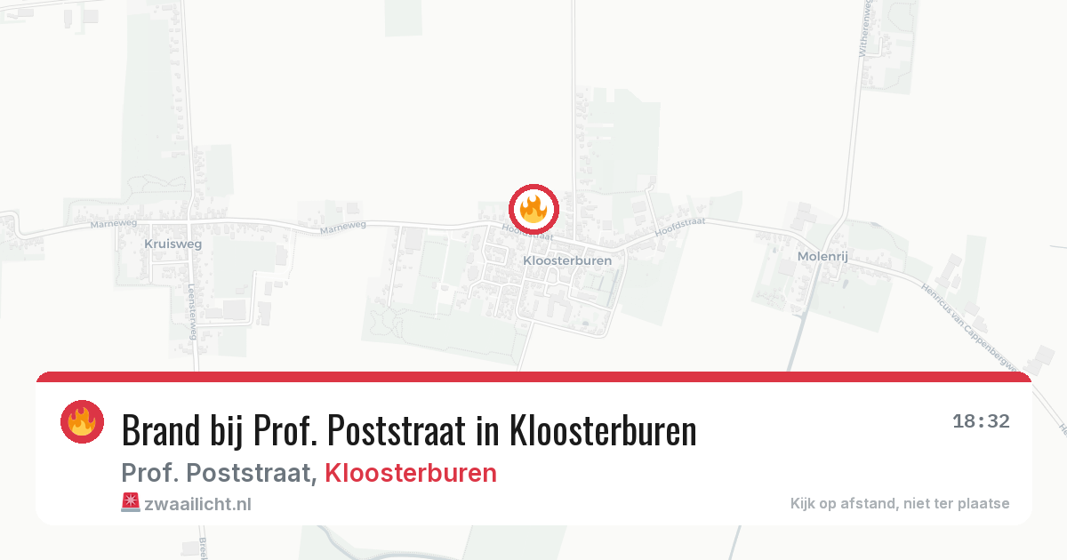 Brand bij Prof. Poststraat in Kloosterburen — 10 mrt 2026