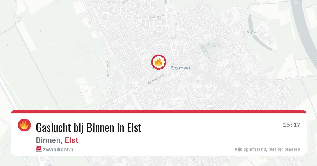 Gaslucht bij Binnen in Elst — 16 mrt 2026