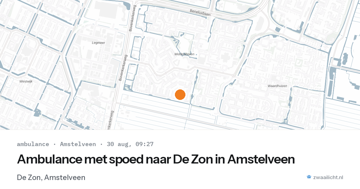 Ambulance met spoed naar De Zon in Amstelveen — 30 aug 2026
