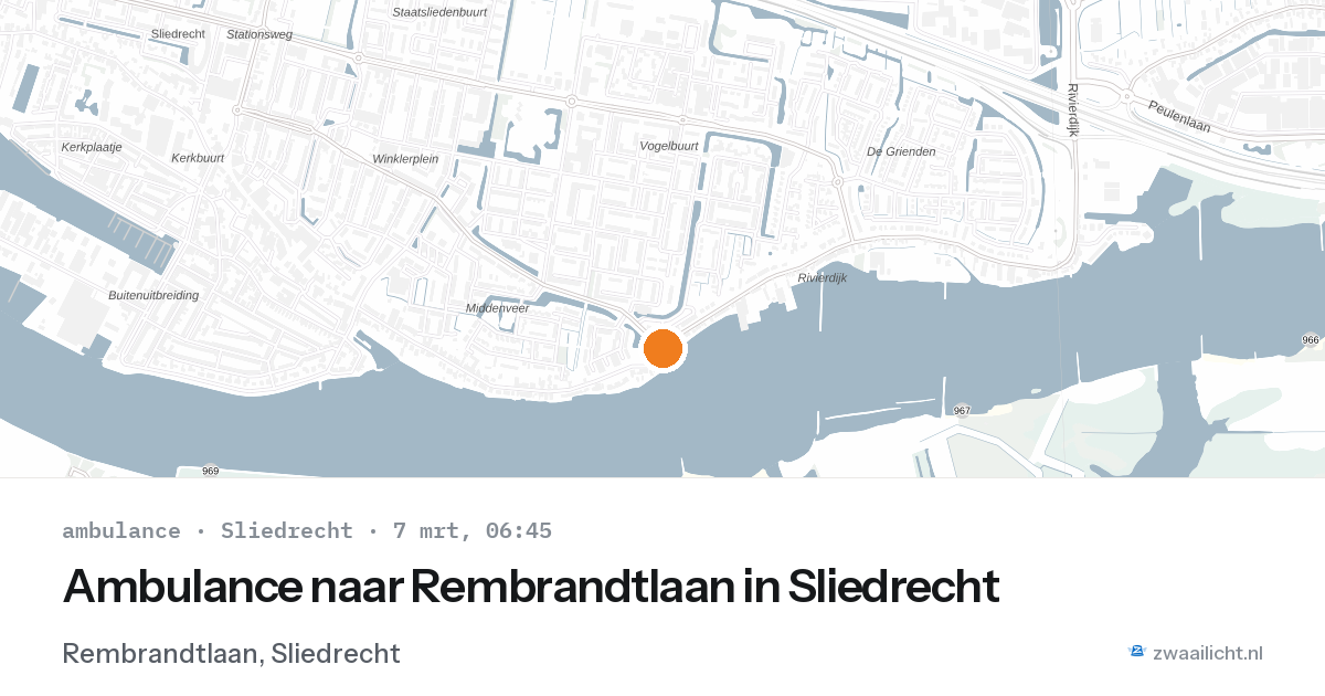 Ambulance naar Rembrandtlaan in Sliedrecht — 7 mrt 2026