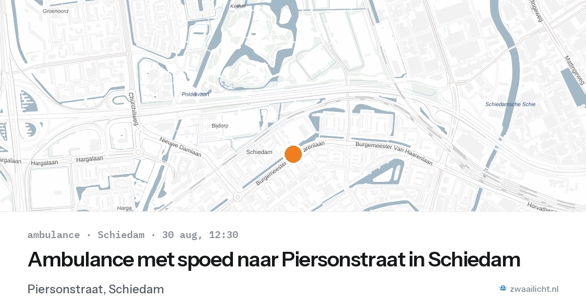 Ambulance met spoed naar Piersonstraat in Schiedam — 30 aug 2026