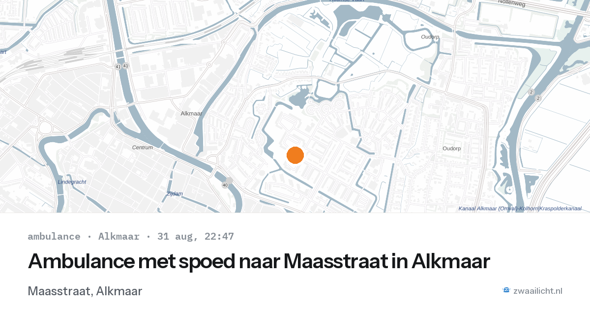 Ambulance met spoed naar Maasstraat in Alkmaar — 31 aug 2026