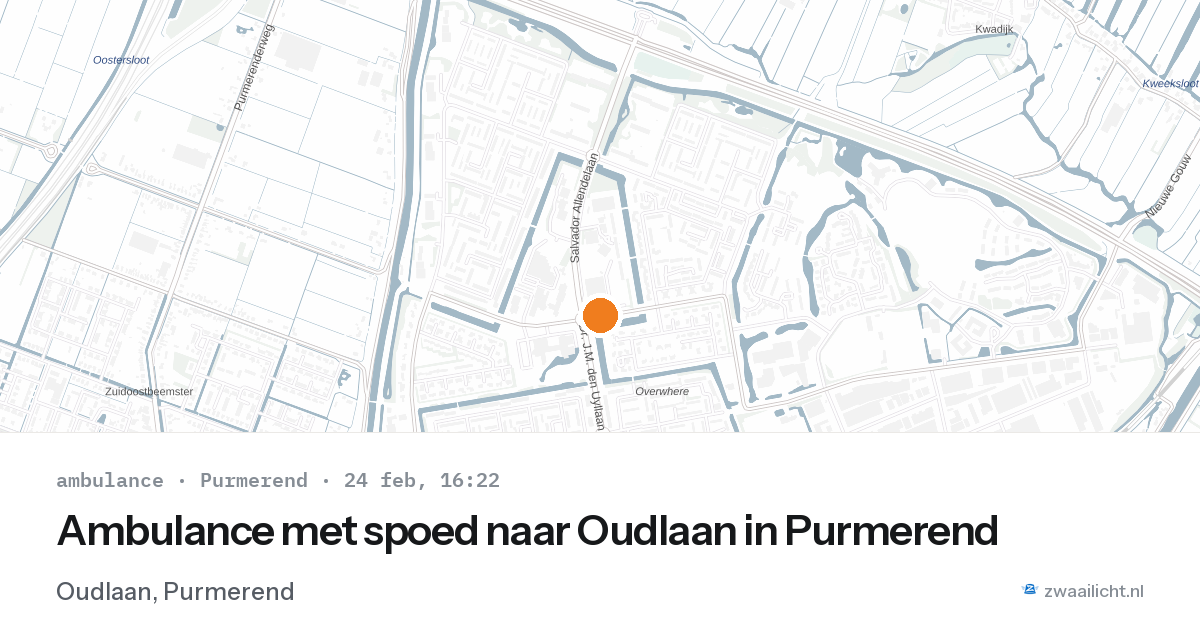 Ambulance met spoed naar Oudlaan in Purmerend — 24 feb 2026