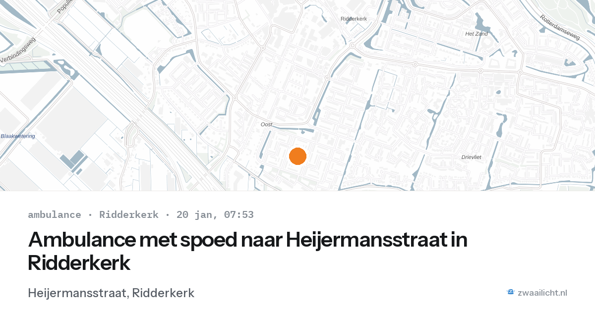 Ambulance met spoed naar Heijermansstraat in Ridderkerk — 20 jan 2026