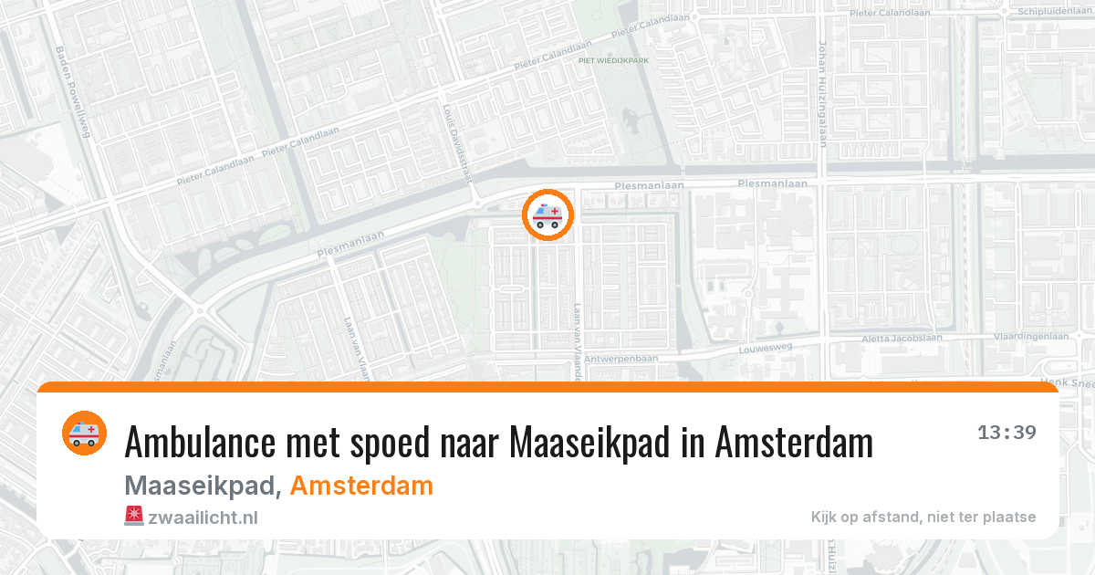Ambulance met spoed naar Maaseikpad in Amsterdam — 5 aug 2026